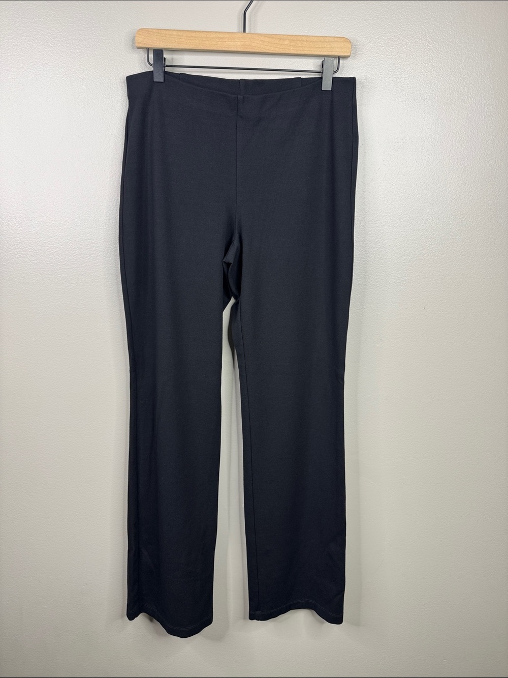 Eileen Fisher Black Elastic Waist Pull On Straight Leg Pants Trousers Size S
